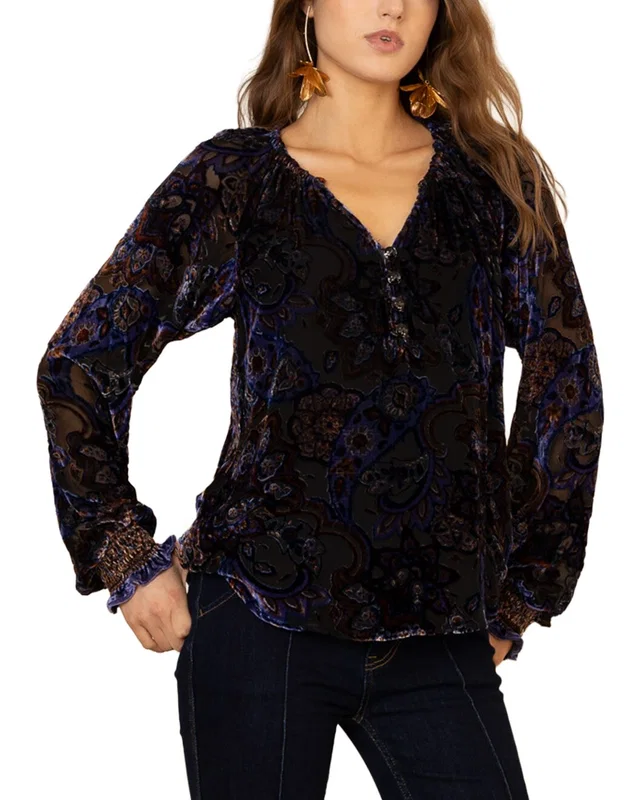 Hale Bob Elyse Long Sleeve Silk-Blend Blouse, image 1 of 1 from Rue La La