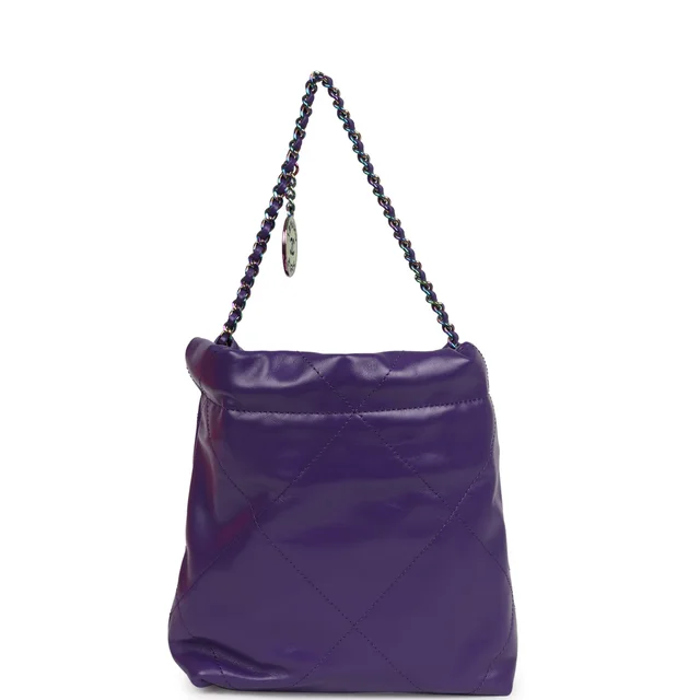 Chanel Mini 22 Bag Dark Purple Lambskin Rainbow Hardware in Purple Lambskin from Madison Avenue Couture, photo 2 of 2