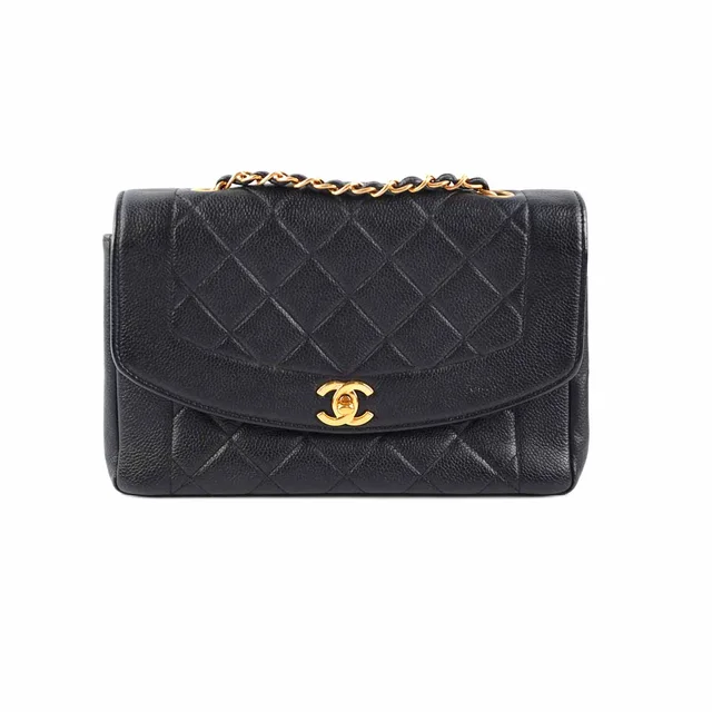 Chanel Vintage Caviar Medium Diana Flap Bag Black in Black Caviar leather from The Purse Affair