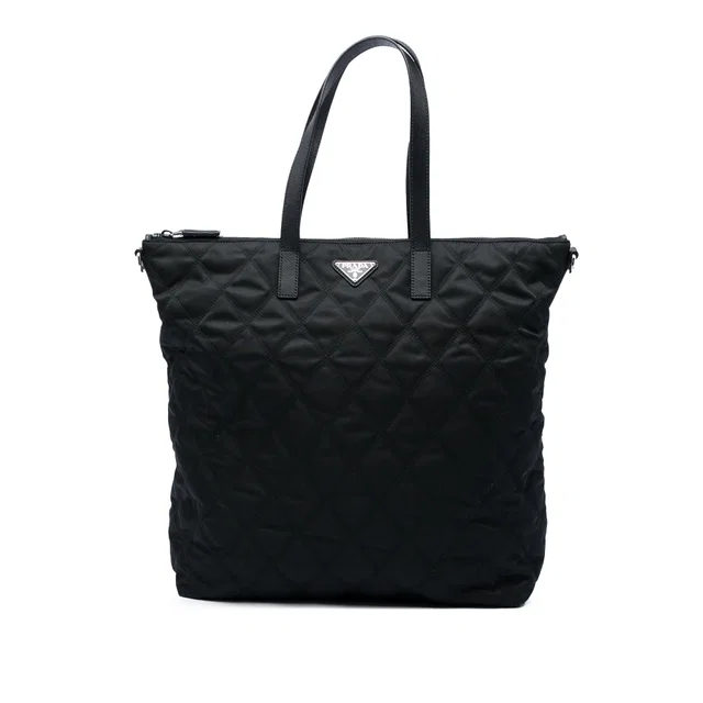 Black Prada Impuntu Tessuto Satchel in Black Nylon from Designer Revival