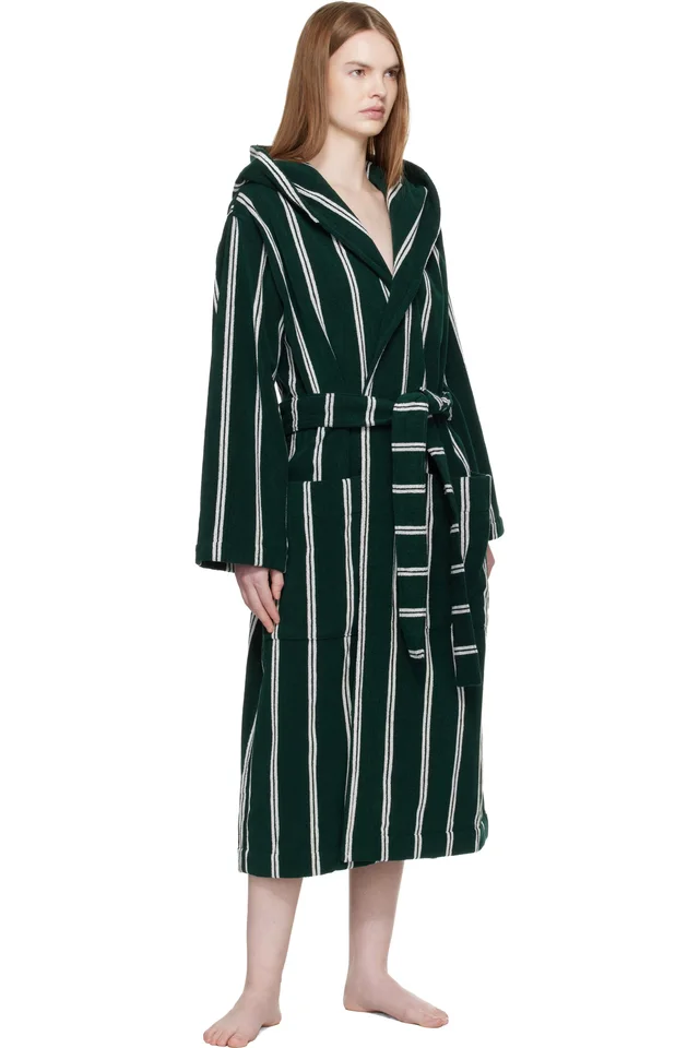Tekla Green Terry Hooded Bathrobe, photo 4 of 4 from SSENSE