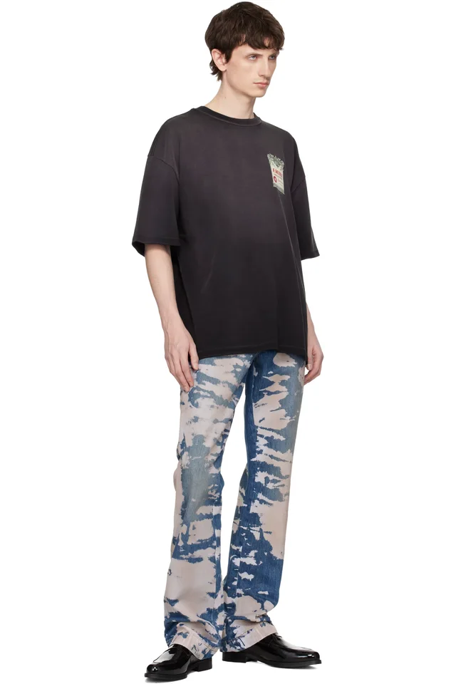 AMIRI Blue Bleached Straight Flare Jeans, photo 4 of 4 from SSENSE