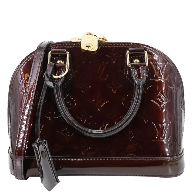 Louis Vuitton Alma BB Monogram Vernis Leather Satchel Bag Amarante in Leather from Dallas Designer Handbags