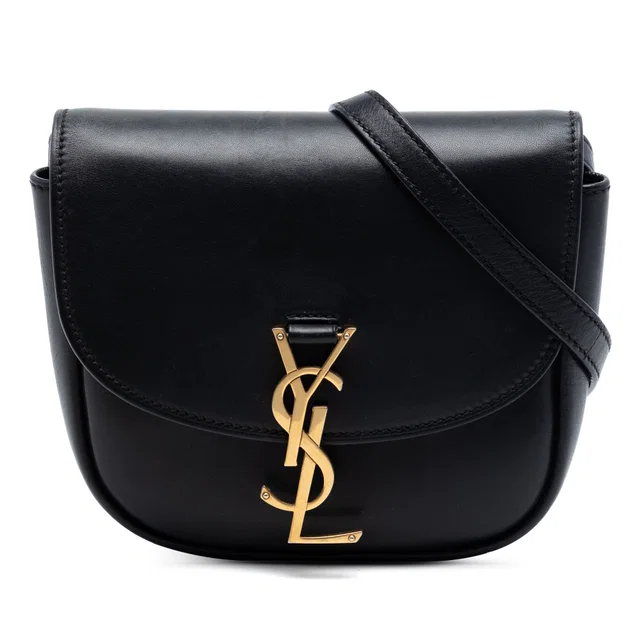 Black Saint Laurent Small Leather Monogram Kaia Crossbody in Black Leather from Designer Revival