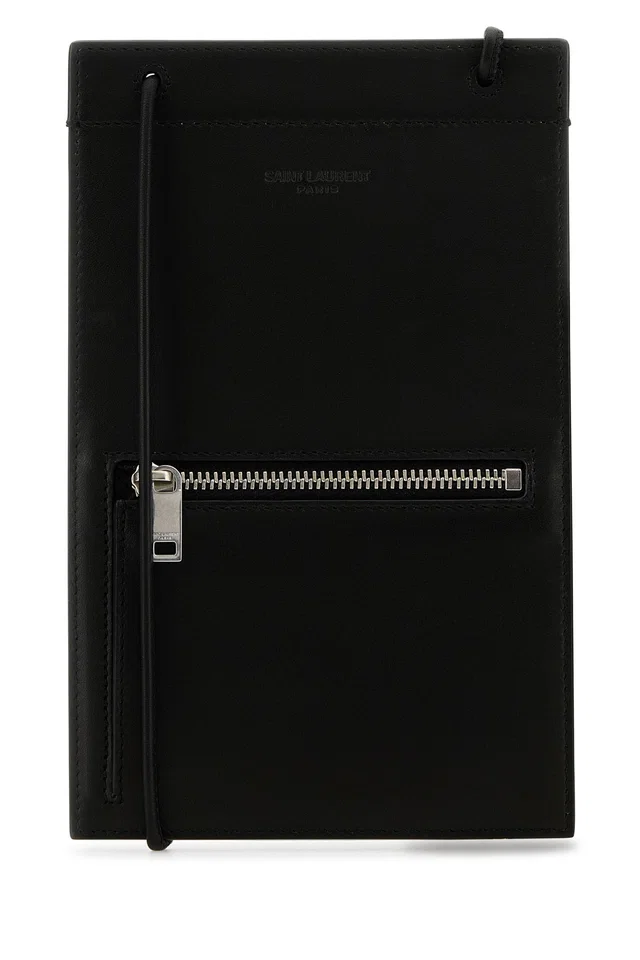 Saint Laurent Leather Wallet — Black in Black Leather from HEWI