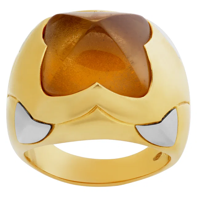 Bvlgari "Pyramid" citrine ring in 18k yellow and white gold in White Yellow Gold from Gray And Sons