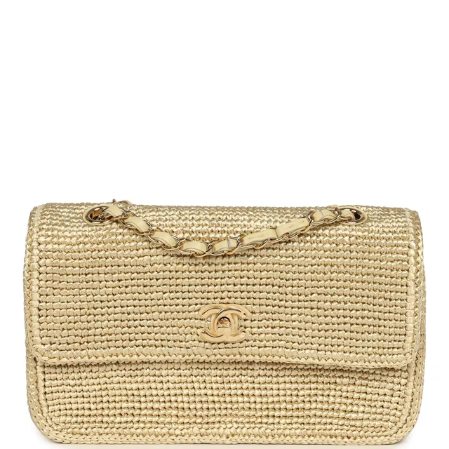 Chanel Small Coco Beach Flap Bag Light Gold Braided Raffia Gold Hardware in Gold Raffia from Madison Avenue Couture