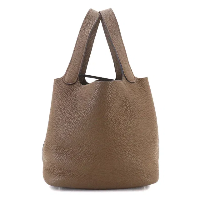 Hermès Picotin Lock MM Hand Bag Taurillon Clemence Taupe Purse in Taupe Clemence leather from Luxury Promise