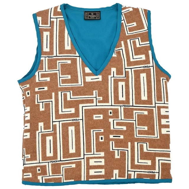 Fendi Top Vest Brown #42 in Brown Nylon from AMORE Vintage Tokyo
