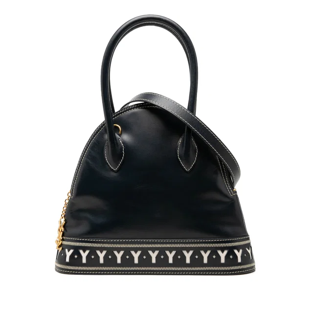Black Saint Laurent Leather Y Cutout Satchel in Black Leather from Designer Revival