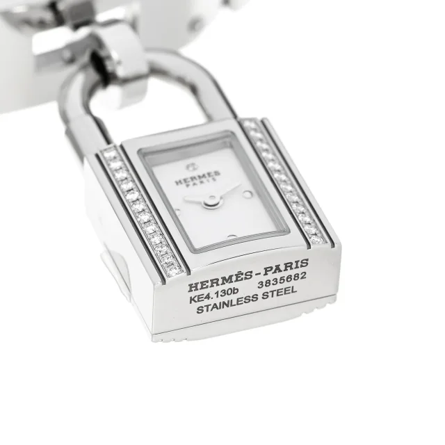 Hermès Stainless Steel Diamond 16mm Kelly Quartz Watch from FASHIONPHILE, photo 4 of 5