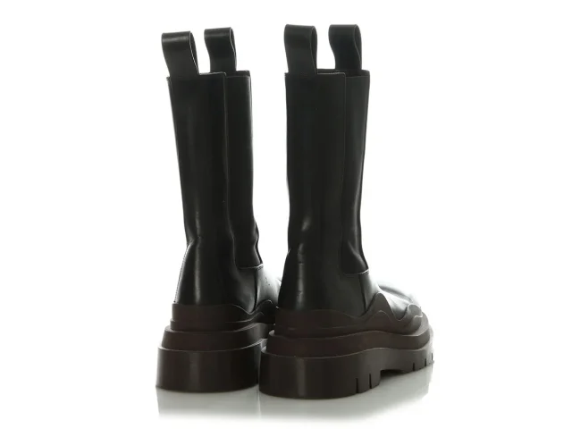 Bottega Veneta Black and Brown Stretch Chelsea Boots in Black Leather from Ann's Fabulous Finds, photo 4 of 6