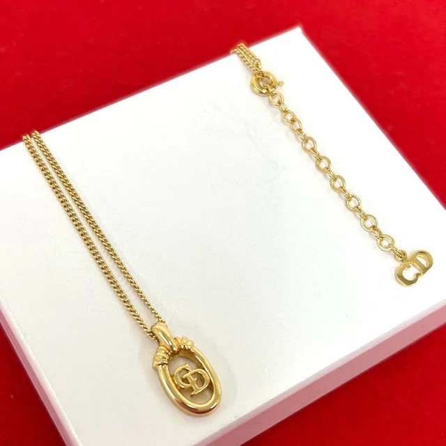Dior Vintage CD Logo Necklace Gold in Gold from The Reluxe