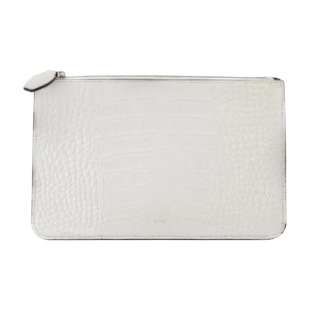 TOTEME Threefold Clutch — White Calfskin Wallet in White Calfskin from HEWI