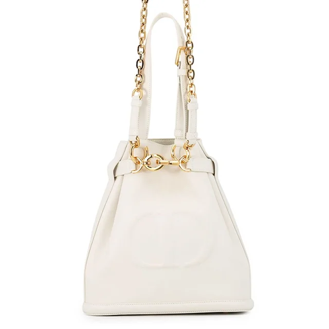 Dior Handbag C'est CD Embossed Leather 2-Way Shoulder White in White Leather from The Reluxe