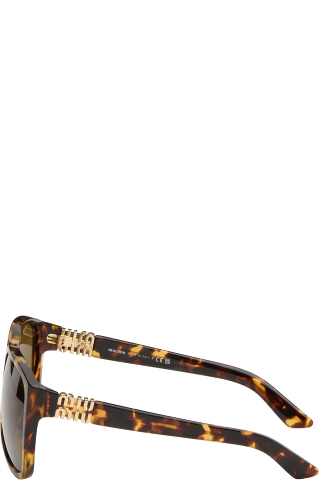 Miu Miu Eyewear Brown Aviator Sunglasses, photo 3 of 4 from SSENSE