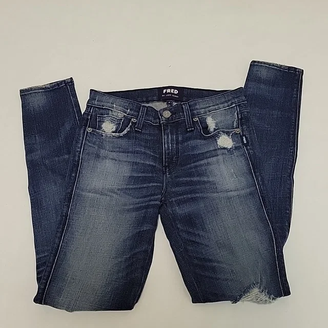 By Fred Segal Perfect Skinny Blue Jeans, Destructed Women's Sz 26 in blue from Poshmark
