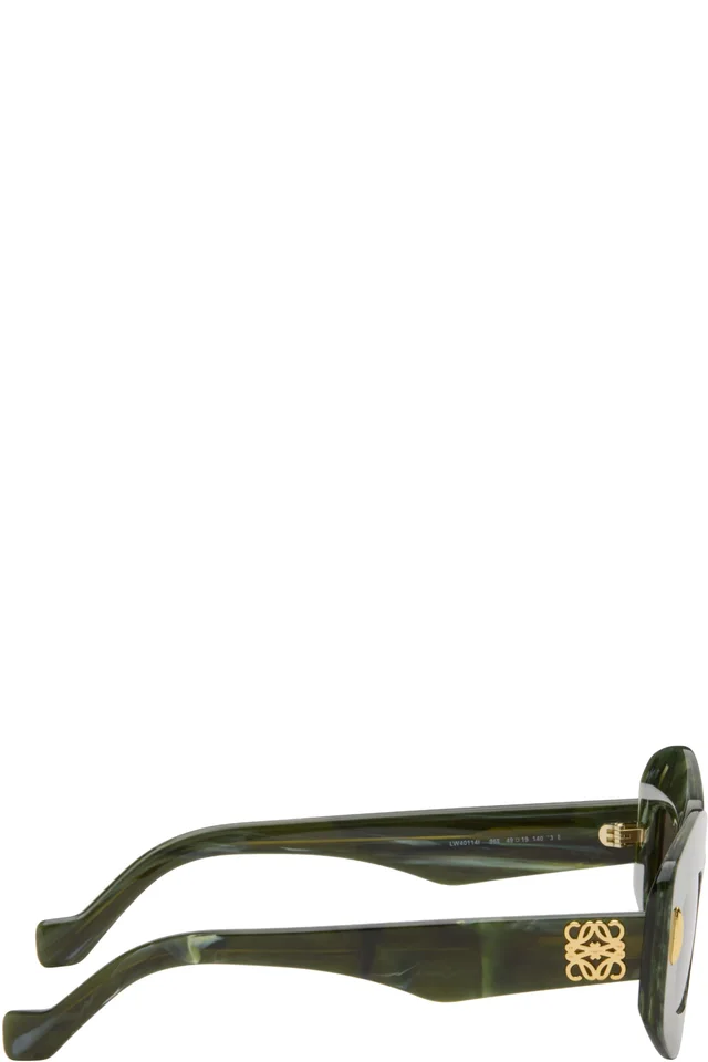 LOEWE Green Chunky Anagram Sunglasses, photo 2 of 4 from SSENSE