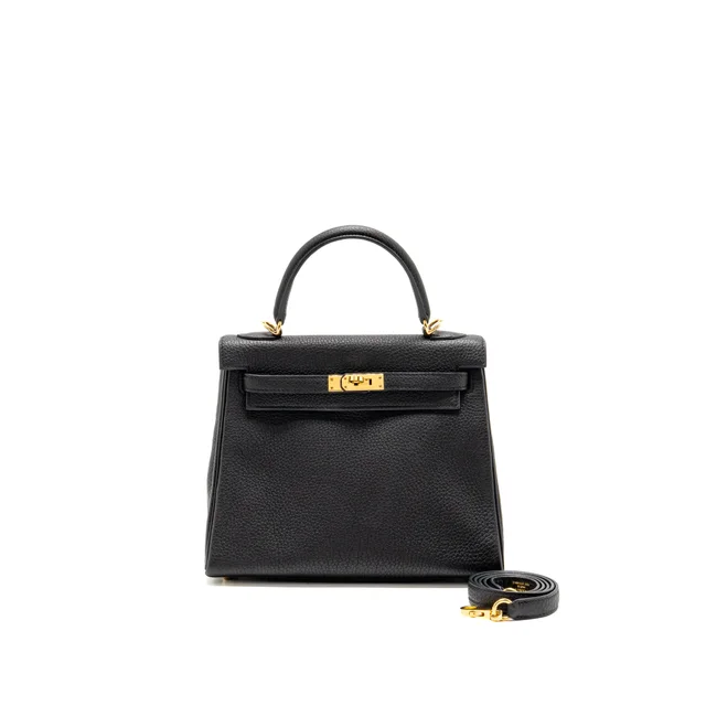 Hermès Kelly 25 Togo Black GHW Stamp Y in Black Togo leather from EMIER