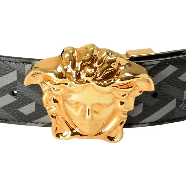 Versace Men's Belt - Black/Grey in black|gray from Depop, photo 3 of 6