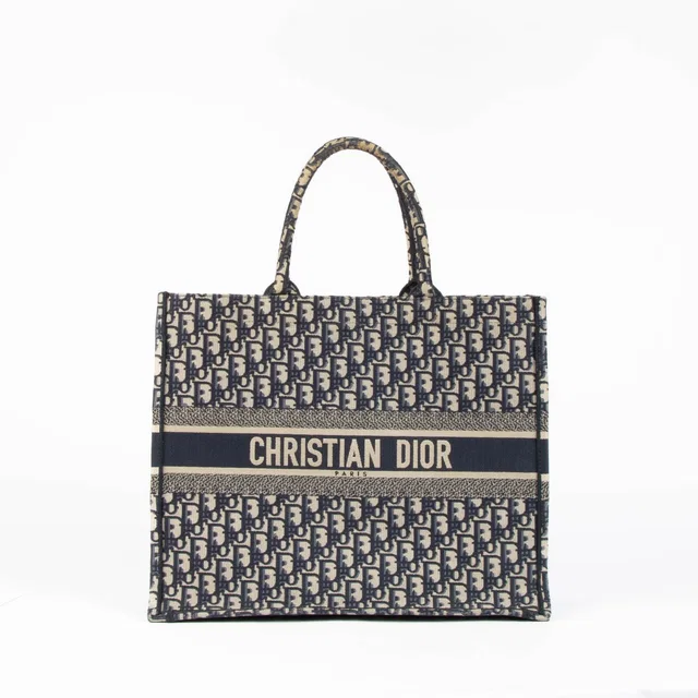 Dior Blue Oblique Large Book Top Handle Tote Bag in Blue Canvas from Labellov