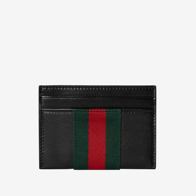 Gucci Web Card Case — Black Leather Wallets & Cardholders in Black Leather from HEWI