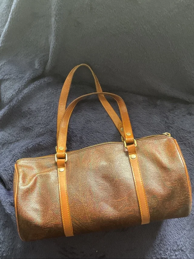 Etro Brown Leather Duffel Bag With Tan Straps in brown|red Leather from Poshmark