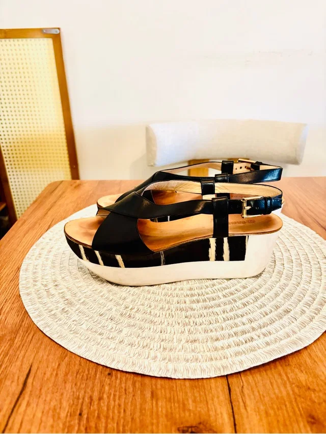 Jil Sander Black Leather Platform Sandals in white|black Leather from Poshmark
