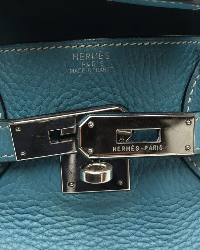 Hermès Birkin 30 Clemence Blue Jean Bag in Blue Clemence leather from A Retro Tale, photo 11 of 12
