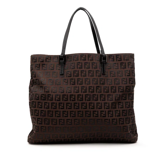 Brown Fendi Zucchino Canvas Tote in Brown Canvas from Designer Revival