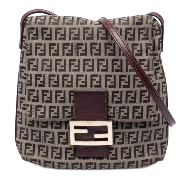 Beige Fendi Zucchino Canvas Crossbody in Beige Canvas from Designer Revival