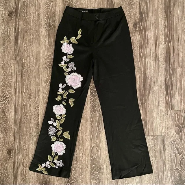 Escada Escadafloral Beadedembroideredslacks in black from Poshmark
