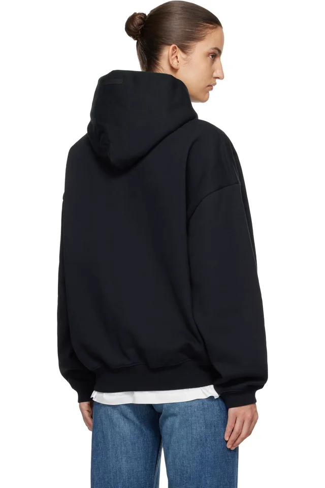 Fear of God ESSENTIALS Black Varsity 90s Hoodie, photo 3 of 4 from SSENSE
