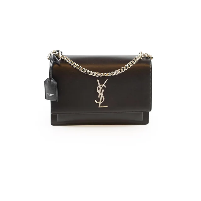 Saint Laurent Medium Sunset Leather Black in Black Leather from The Purse Affair