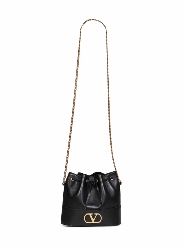 Valentino Garavani Bucket Bag — Black Lambskin in Black Lambskin from HEWI