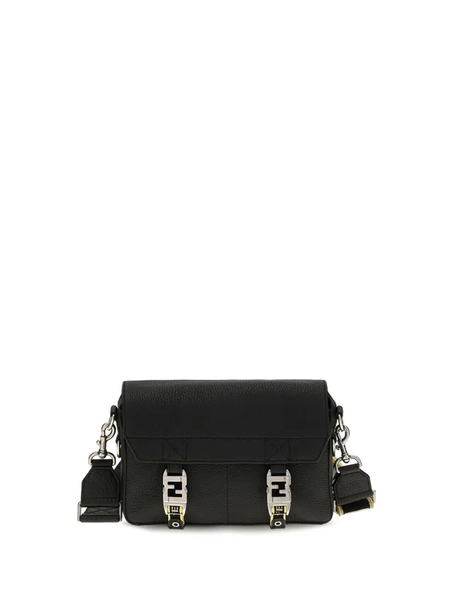 Fendi Flow Romano Crossbody Bag — Black Calf Leather in Black Calfskin from HEWI
