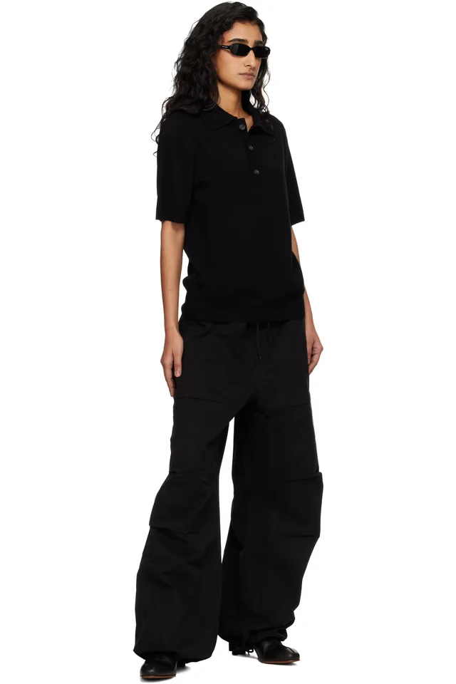 Entire Studios Black Short Sleeve Knit Polo, photo 4 of 4 from SSENSE