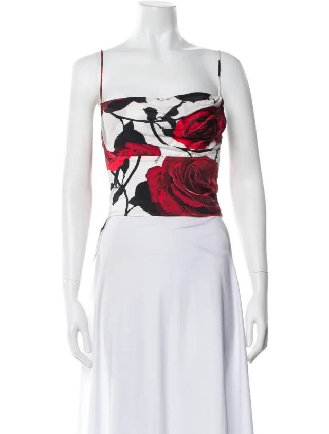 Balmain Floral Print Cowl Neck Top in white from The RealReal