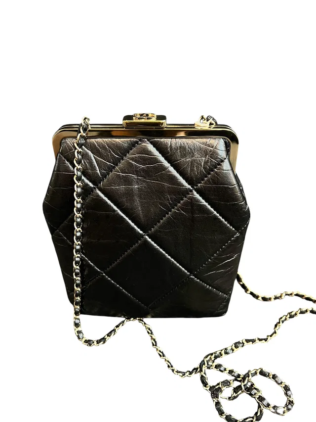Chanel Kisslock Bag Black Calfskin LGHW in Black Calfskin from Luxury Promise