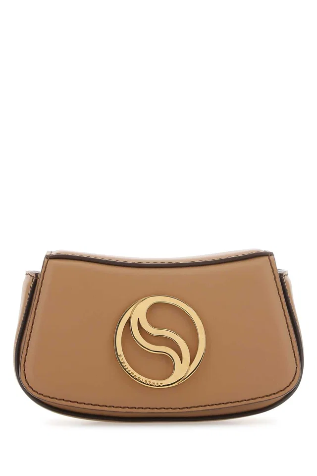Stella McCartney Logo-Embellished Leather Shoulder Bag — Beige in Beige Leather from HEWI