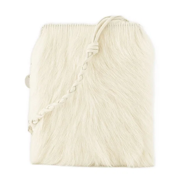 Jil Sander Textured Goatskin Crossbody Bag — White in White Goatskin from HEWI