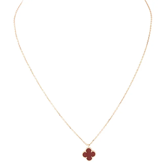 Van Cleef & Arpels Sweet Alhambra Carnelian 18k Rose Gold Necklace from Luxe.It.Fwd