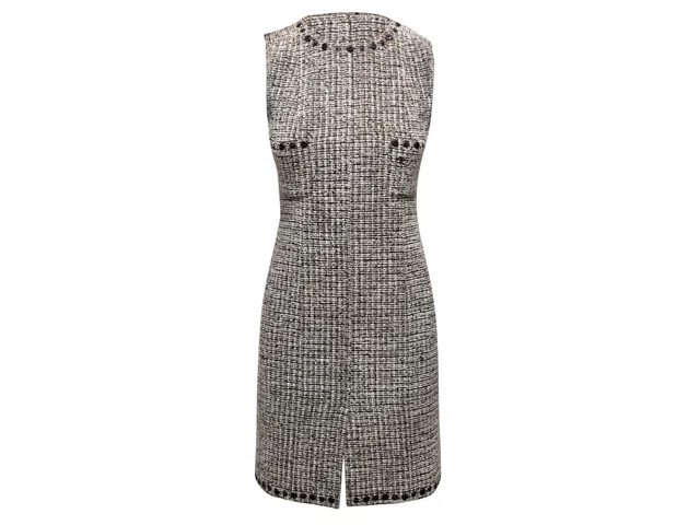 Black & White Chanel Boucle Sleeveless Knit Dress Size FR 36 in Black from Designer Revival