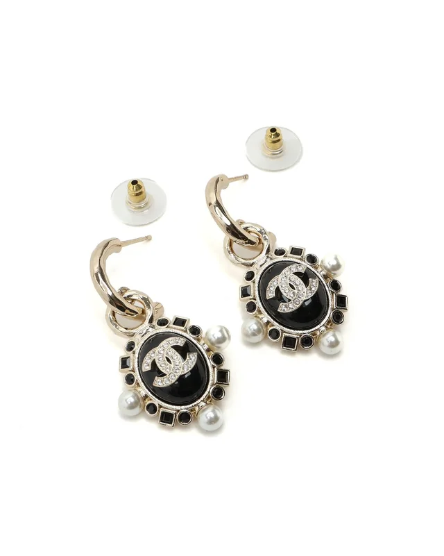 Chanel Coco Mark Rhinestone and Pearl Earrings from A Retro Tale, photo 2 of 3
