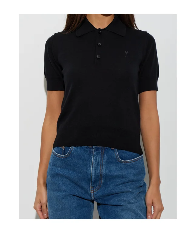 Ami Paris AMI Ami de Coeur Short-Sleeved Knitted Polo Shirt, photo 2 of 5 from SENSER