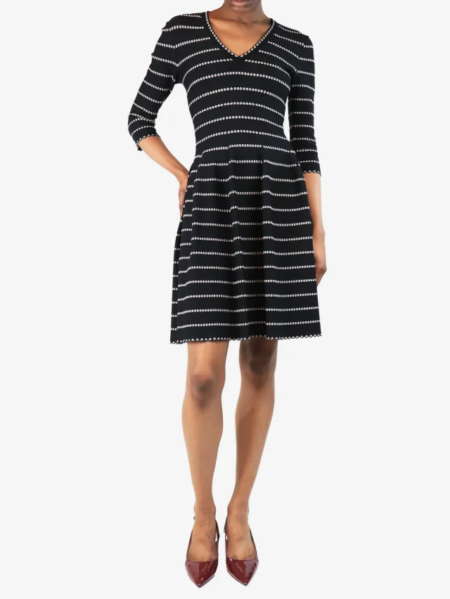 Alaïa Black and white v-neck mini dress - size UK 4 in Black from Sign of the Times, photo 3 of 3