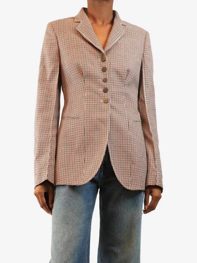 Stella McCartney Multicolour Houndstooth blazer - size UK 8 from Sign of the Times