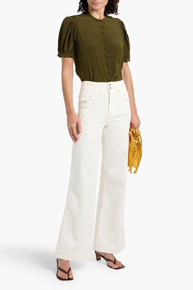 Frame The Seamed High-Rise Wide-Leg Jeans in Ivory, photo 2 of 4 from THE OUTNET