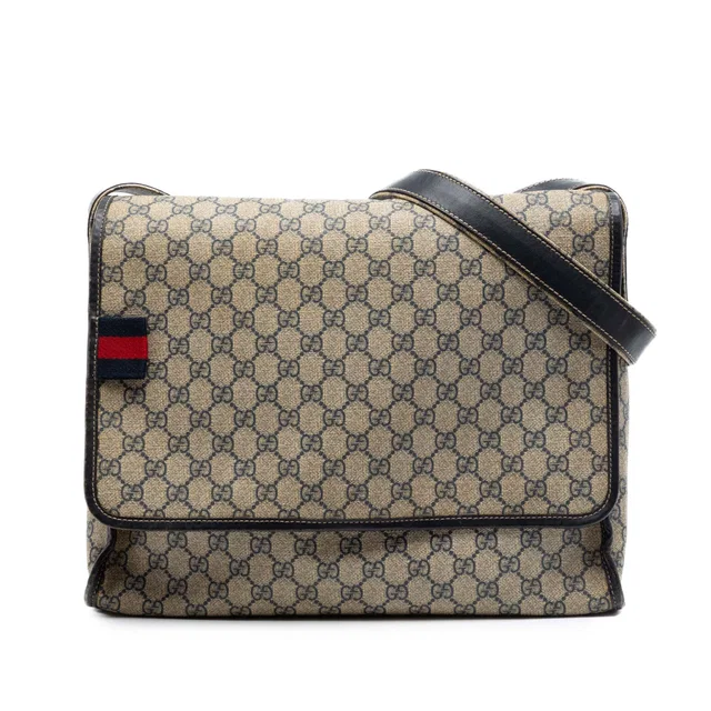 Beige Gucci GG Supreme Web Messenger Bag in Beige Coated canvas from Designer Revival
