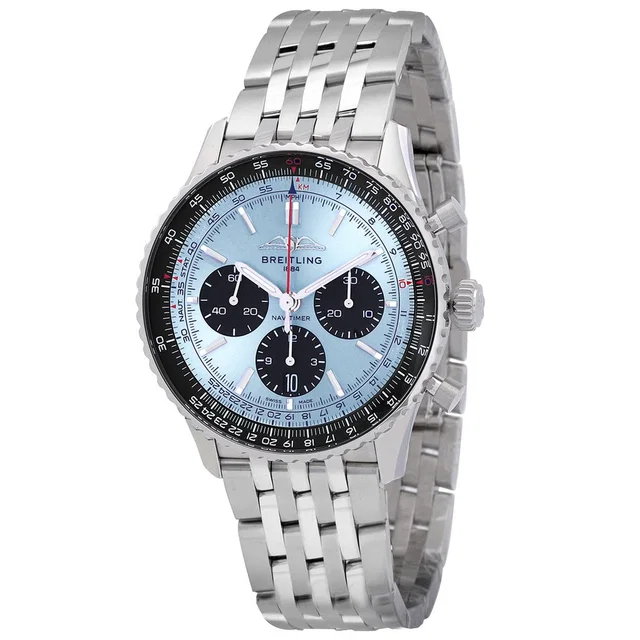 Breitling Navitimer Chronograph Automatic Chronometer Blue Dial Mens Watch AB0138241C1A1 in silver|blue|gray from Jomashop.com